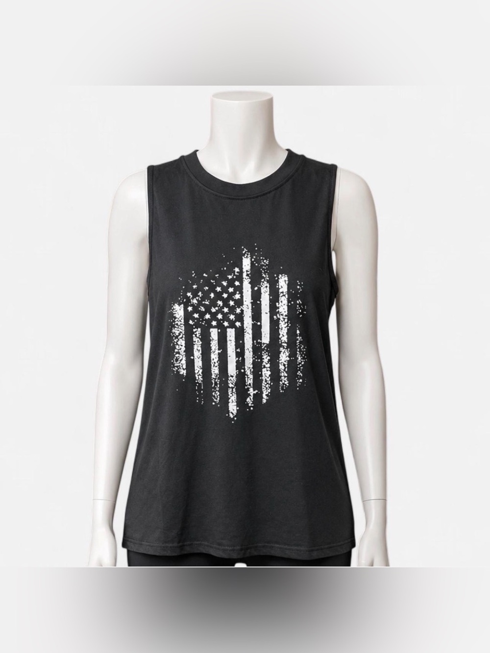 Black Distressed American Flag Tank Top size Large/ XL